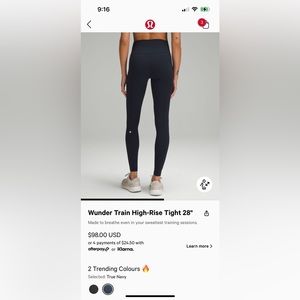 Lululemon Wunder Under Train High rise tight 28”